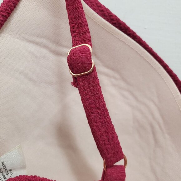 Target Women's Burgundy Textured‎ Plunge Neck Underwire Swim Top Bikini Size 34C - Picture 3 of 7